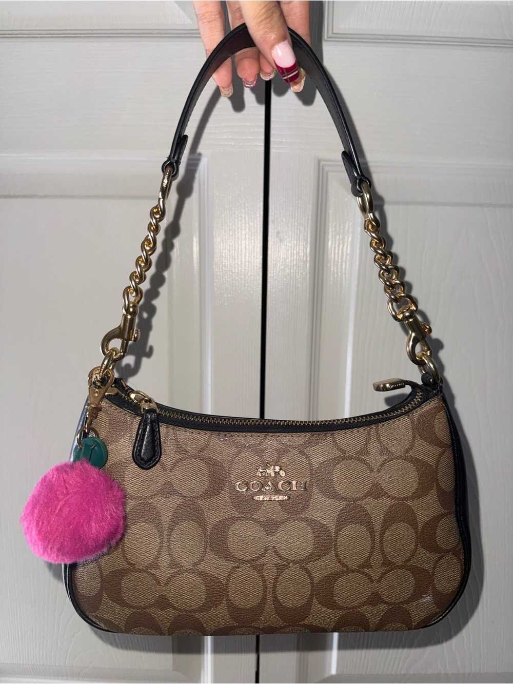 Coach Teri Brown Monogram Shoulder Bag